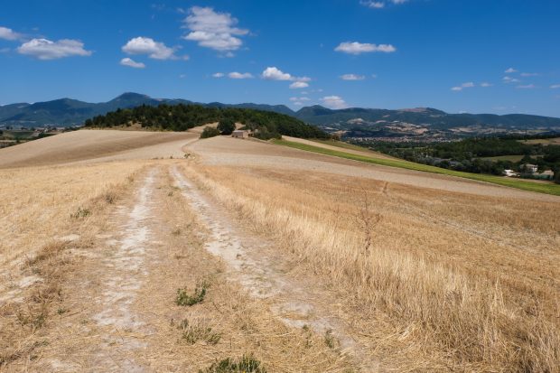 Cammino nelle Terre Mutate viaggio in centro Italia a piedi appennino panorama
